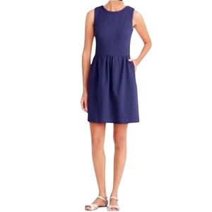 J. Crew Blue Sleeveless Cotton‎ Knit Dress Size Large